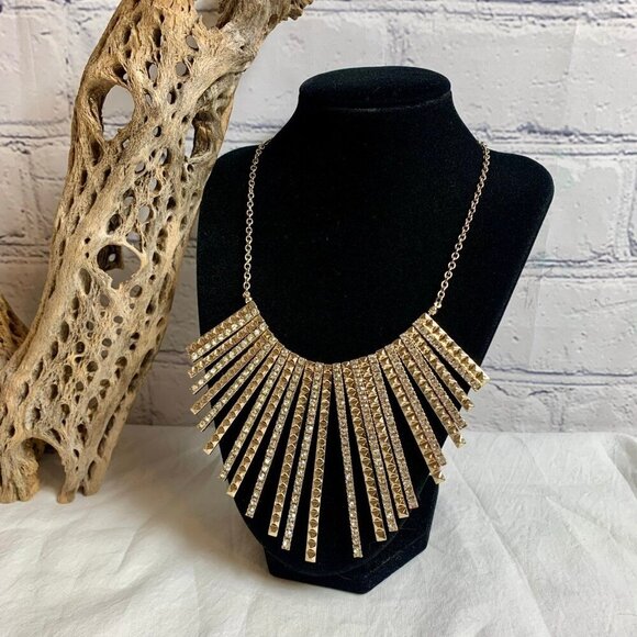 Glitz and Glam Rhinestone Gold-Tone 18" Bib Necklace - Picture 7 of 8